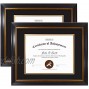 Golden State Art 11x14 Black Gold & Burgundy Color Frame for Diploma Certificate Includes Double Mat and Real Glass Black Over Gold Double Mat for 8x10 Print 2-Pack