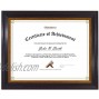 Golden State Art 8.5x11 Frame for Diplomas Certificates Real Glass & Table-Top Display Black Gold & Burgundy 1-Pack