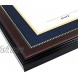 GraduatePro 11x17 Diploma Frame with Tassel Holder for 8.5x11 Certificate Shadow Box Mahogany Gold Rim with Double Mat Navy Over Gold Real Glass