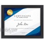 Langdon House Black Certificate Frame 8.5x11 Modern Diploma Frame Sturdy Wood Composite Document Frame Wall Mount Hooks Included Prima Collection