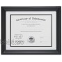 Lawrence Frames Dual Use 11 by 14-Inch Certificate Picture Frame with Double Bevel Cut Matting for 8.5 by 11-Inch Document Black