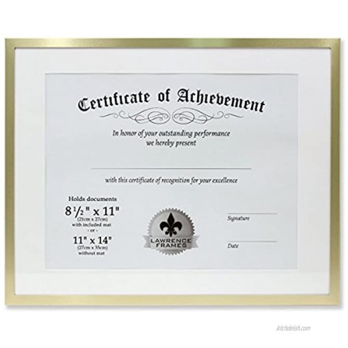 Lawrence Frames Dual Use Gold Aluminum Document Frame 11 by 14-Inch Brass