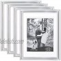 Memory Island Picture Photo Frames 11x14 with 8.5x11 and 8x10 Mat Silver Document Diploma Frames 4 Pack