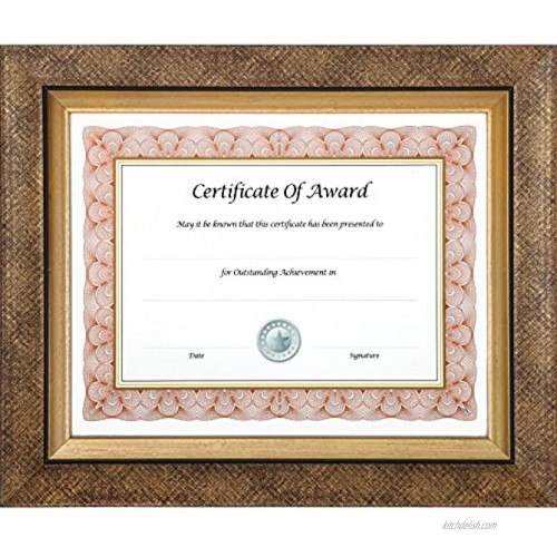 Nu-Dell 8.5 x 11 Executive Series Certificate Document Photo Frame Gold Black Pattern w Inner Gold Border 15168