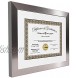 Stainless Steel Finish Document Frame Displays 8.5 by 11 with Mat or 11 by 14 without mat includes Stand & Wall Hanger