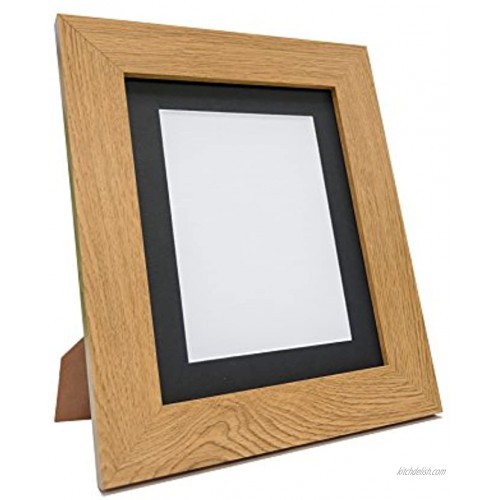 FRAMES BY POST Metro Oak Photo Picture Poster Frame with Black Mount Plastic Glass 6\ x 4\ For Pic Size 4.5\ x 2.5\
