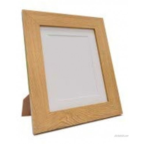 FRAMES BY POST Metro Oak Photo Picture Poster Frame with White Mount Plastic Glass 14\ x 8\ For Pic Size 10\ x 4\