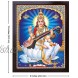 Goddess Maa Saraswati with her Saraswati veena and sitting on lotus flower Goddess of Knowledge and wisdom Poster Painting with frame for Religious & Worship