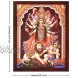 Handicraft Store Goddess Kali Killing Bhairwa with His Lion a Hindu Religious Poster Painting with Frame for Worship