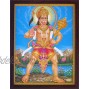 Handicraft Store Hanuman with His Weapon Gadha and Showing His Powerful Form at River End a Holy Hindu Religious Poster Painting with Frame for Worship Purpose
