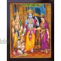 Hanuman Sita Ram and Hanuman Sitting in Palace and Other Hindu Religious god Giving Blessing A Holy Religious Poster Painting with Frame
