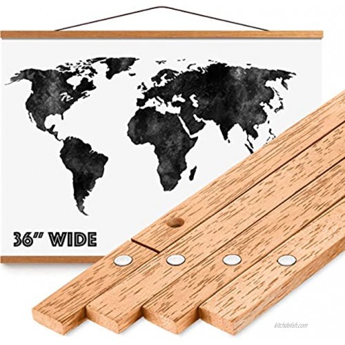 Magnetic Poster Hanger Frame 36 Premium Quality Wood Extra Strong Magnets Quick & Easy Setup Full Hanging Kit for Wall Art Prints Canvas Photos Pictures Artwork Scratch Map 36x24 36x48 36x40