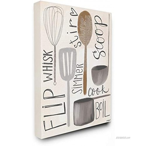 Stupell Industries The Stupell Home Decor Flip Whisk Simmer and Stir Kitchen Spoons and Utensils 11 x 14 Proudly Made in USA Multi-Color 16 x 20