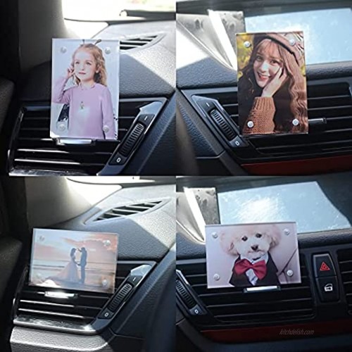 Car Dashboard Vent Photo Picture frame holder  Magnetic clear acrylic picture photo frame with clip Fit wallet size 3.5 x 2.3 inch