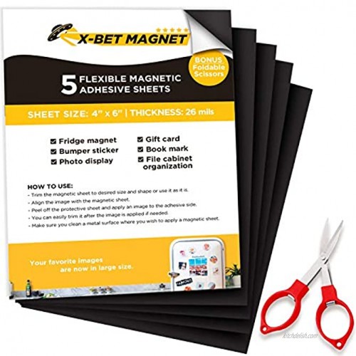 Magnetic Sheets with Adhesive Backing 5 PCs Each 4 x 6 Peel and Stick Magnetic Paper for Photo and Picture Magnets Flexible Magnet Sheets for DIY and Crafts