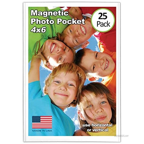 Magtech Magnetic Photo Pocket Picture Frame White Holds 4 x 6 Inches Photos 25 Pack 14625