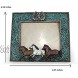 Comfy Hour Western Retro Collection Resin Art 6x5 Photograph Running Horses Horseshoes Photo Frame Blue