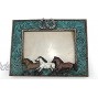 Comfy Hour Western Retro Collection Resin Art 6x5 Photograph Running Horses Horseshoes Photo Frame Blue