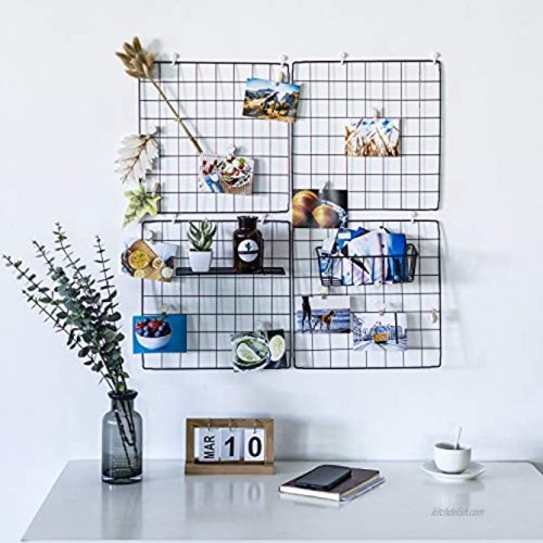 devesanter DS Grid Photo Wall Wire Grid Panel Picture Display Iron Decorative Rack Photograph Wall Ins Display Photo Wall 12x12 Inches Set of 4 Black