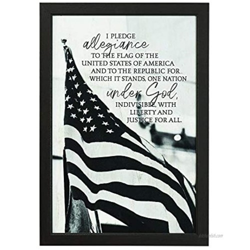 Dicksons Pledge of Allegiance Grey Flag 20 x 30 Wood and Glass Decorative Wall and Tabletop Frame