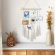 Hanging Photo Display Boho Decor Macrame Woven Hanging Pictures Organizer with 15 Wood Clips for Bedroom Apartment Dorm Decor Ivory