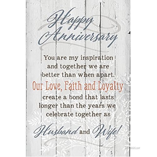 Happy Anniversary Wood Plaque with Inspiring Quotes 6x9 Elegant Vertical Frame Wall & Tabletop Decoration | Easel & Hanging Hook | ou are My Inspiration and Together we are Better Than When Apart