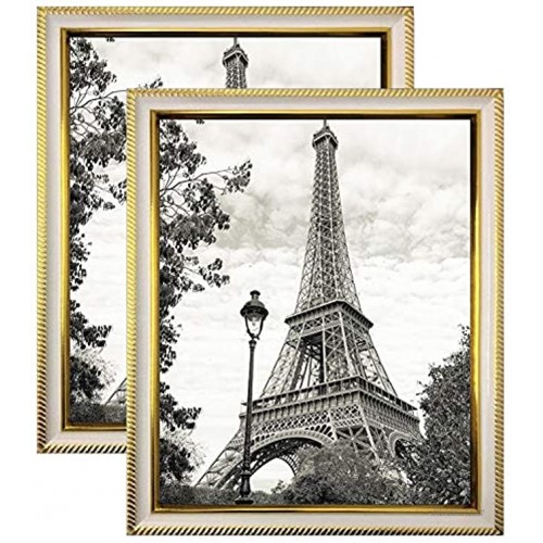 Harmony Frames 16x20 Gold Rope Wood Picture Frame Wall Mounting Gallery Display Pack of 2 White