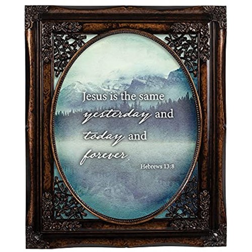 Jesus Is The Same Today And Forever Amber 8 x 10 Floral Cutout Wall And Tabletop Photo Frame