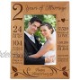 LifeSong Milestones 2nd Anniversary Picture Frame 2 Years of Marriage Two Year Wedding Keepsake Gift for Parents Husband Wife him her Holds 4x6 Photo- Happy Anniversary 6.5x8.5