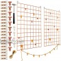 SKYTTU Wire Wall Grid Panel 35.4 x 25.6 inch 38 PCS Chrome Metal with Durable Accessories Display Decoration for Organizing Polaroid Photo Calendar at Home Office Store Restaurant Rose Gold