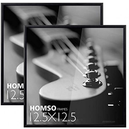 Homso Black Music Album Frame 12.5 x 12.5 Frames Made to Display Vinyl LP Album Covers Brushed Aluminum Finish Hanging Hardware Installed with No Assembly Required 2-Pack