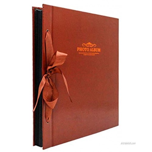Photo Album 4x6 Holds 500 Photos Black Pages Large Capacity Leather Cover Family Wedding Memory Recording Baby Photo Albums Book Horizontal and Vertical Photos Pages with Cover Removable Brown