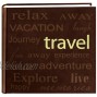 Pioneer Travel Text Design Sewn Faux Suede Cover Photo Album Brown