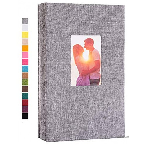 potricher Photo Album for 4x6 300 Photos Linen Cover Photo Book for Family Wedding Anniversary Baby Grey 300 Pockets