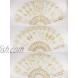 12 Pc Mix Spanish Style White and Gold Glitter Floral Pattern Folding Fan for Wedding Party Decor Sweet 15 favors Dancing Hand Fan Table Setting Wall Decoration Out Door Wedding Wedding Gift