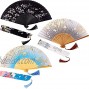 3 Pieces Floral Folding Hand Fans Chinese Style Bamboo Folding Fan Vintage Fabric Hand Fan Handheld Folding Fan with Tassel and Fan Cover Women's Hollowed Bamboo Hand Holding Fan for Wedding Party