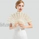 BABEYOND Cotton Lace Folding Handheld Fan Embroidered Bridal Hand Fan with Bamboo Staves for Wedding Decoration Dancing Party Beige
