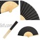 Bememo Hand Held Fans Silk Bamboo Folding Fans Handheld Folded Fan for Church Wedding Gift Party Favors DIY Decoration 12 Pack Black