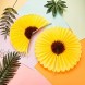Blulu Paper Fans 12 Pieces Sunflower Tissue Papper Fan Yellow Hanging Fans Decoration for Birthday Wedding Graduation Accessories 18 Inch