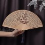 ESH7 2 Pack Plum Blossom Chinese Wood Folding Fan Handheld Scented Personalized Wooden Hand Fans Women Sandalwood Fan for Home Decoration