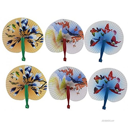 Folding Hand Fans Japanese Design for Women 6 Pack Decorative Handheld Personal Mini Fans