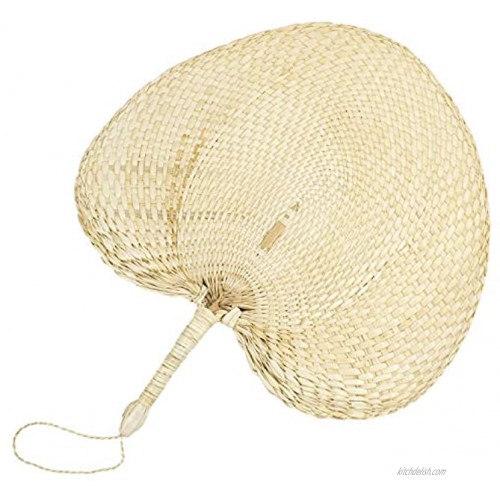 Framendino 1 Pack Natural Raffia Fans Handmade Palm Leaf Fan for Summer Come Peach Shaped 12