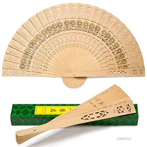 FUNLAVIE 6 Pack Chinese Folding Fan Scented Wooden Hand Fans for Wedding Party Home Decoration