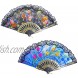 Grosun 10pcs Spanish Floral Folding Hand Fan Sequin Fabric Folding Handheld Hand Fan Random Color