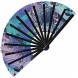 Hypnotiq Tiger Fluorescent Hand Fan Large Folding Fans for Festivals Rave Hand Fan Clack Fan