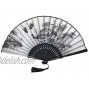 Ink Art Handheld Folding Fan a Beautiful Handcrafted Box a Super Soft Fabric Pouch Women Men Girls Black White Silver Touch UP Durable Folding Hand Fan Silk Fabric Lotus Fish Pond IA12