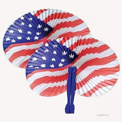 J & L Supply 24 Patriotic Folding Fans~4th. of July Independence Day Party Supplies~Red White and Blue
