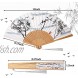 Jetec 12 Pieces Floral Folding Hand Fans Chinese Style Bamboo Folding Fan Vintage Pattern Hand Fan Handheld Fabric Folding Fan with Tassel Women's Hollowed Bamboo Hand Holding Fan for Wedding Party