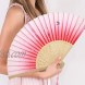 Jetec 4 Pieces Pink Folding Hand Fans Chinese Vintage Hand Fan Bamboo Folding Handheld Fan with Tassel for Women Girls Party Wedding Dancing Decoration Halloween Costume Presents Supplies 4 Styles