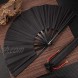 Large Folding Silk Hand Fan Hand Folding Fans Chinese Tai Chi Folding Fan for Men and Women Performance Dance Decorations Festival Gift Black 2 Packs